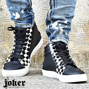 スニーカー メンズ ハイカットスニーカー ストリート系 ミドルカットスニーカー レースアップ チェッカーフラッグ チェック チェッカー 白 黒 Joker By Evergreen 通販 Yahoo ショッピング