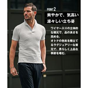ポロシャツ メンズ 半袖 シアサッカー 襟ワイ...の詳細画像3