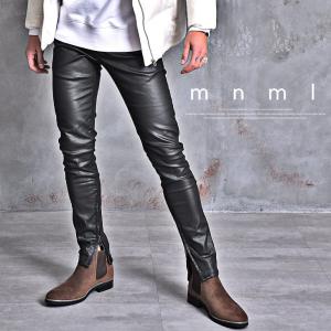 mnml ミニマル 黒スキニー スキニージーンズ スキニーデニム デニム デニムパンツ メンズ 黒 スキニー 裾ジップ ブランド ブラック