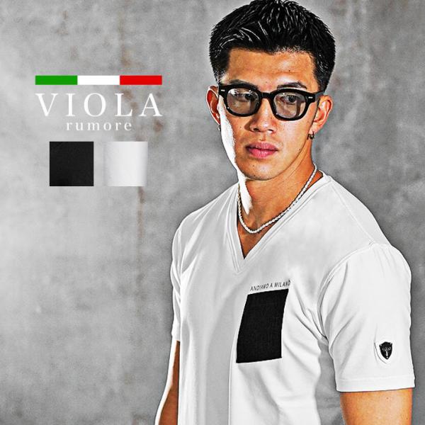 VIOLA rumore ヴィオラ Vネック Tシャツ メンズ ブランド 白Tシャツ 半袖Tシャツ ...