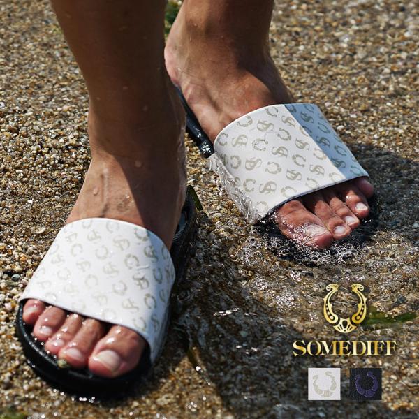 サンダル メンズ ブランド シャワーサンダル メンズ ロゴ 柄 シャワサン メンズ 総柄 ビーチサン...