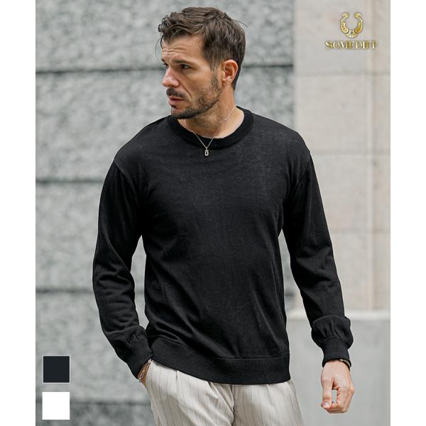 サマーニット メンズ セーター ニット メンズ 無地 ニット おしゃれ 白 黒 ブラック ホワイト ...