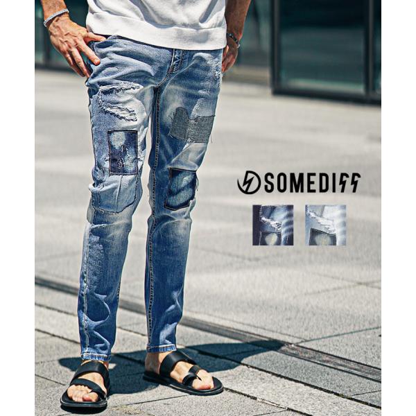 ジーパン メンズ デニムパンツ ジーンズ ダメージデニム スキニー デニム テーパードデニム パッチ...