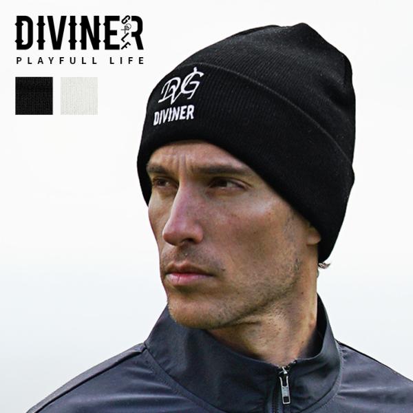 【DIVINER GOLF】 ニット帽 メンズ ブランド 刺繍キャップ ゴルフ ニットキャップ 冬 ...