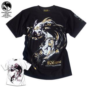 EVERSOUL Anarchist JAPAN Tシャツ メンズ 和柄 ガールプリント 女の子柄 キャラクター レディース ラメ tシャツ コラボ 鯉 カープ｜eversoul