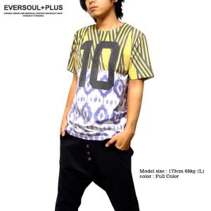 Ｔシャツ メンズ 派手 プリント 原宿系 ビッグナンバー 半袖 フルカラー ダンス 衣装｜eversoul