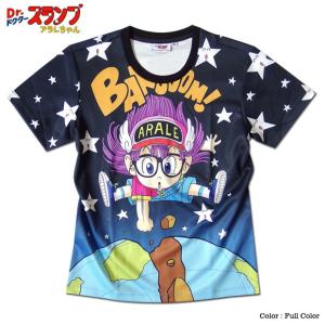 ドクタースランプ アラレちゃん あられちゃん Ｔシャツ メンズ 総柄 フルカラー プリント アニメ 半袖 キャラクター 原宿系 パンチ 派手｜eversoul