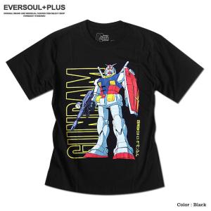 機動戦士 ガンダム 初代 RX-78 Ｔシャツ メンズ グッズ プリント 逆輸入 アニメ 原宿系 OTAKU ブラック 黒｜eversoul