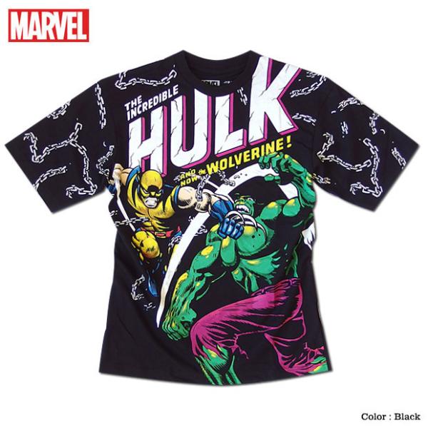 MARVEL マーベル ハルク X-MEN ウルヴァリン プリント Tシャツ キャラクター 総柄 プ...
