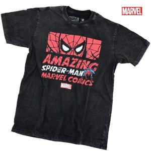 スパイダーマン マーベル Ｔシャツ 半袖 プリント キャラクター MARVEL アメコミ グッズ メンズ ブラック アベンジャーズ 誕生日プレゼント｜eversoul