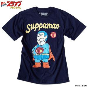 ドクタースランプ アラレちゃん スッパマン Ｔシャツ メンズ プリント アニメ 半袖 ネイビー キャラクター 原宿系 オタク｜eversoul