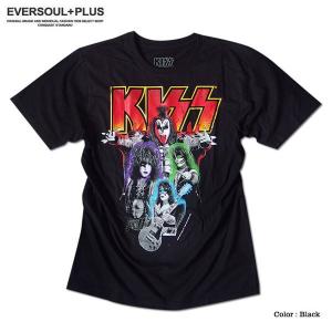 KISS キッス Tシャツ ネオン メンバー ロック ブラック バンドTシャツ