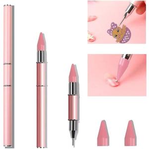 JISHSHAY ダイヤモンドアート ツール ポイントドリルペン DIY ダイヤモンド塗装ペン ろう製ペン先 グルー不要 ダブルヘッド 粘着