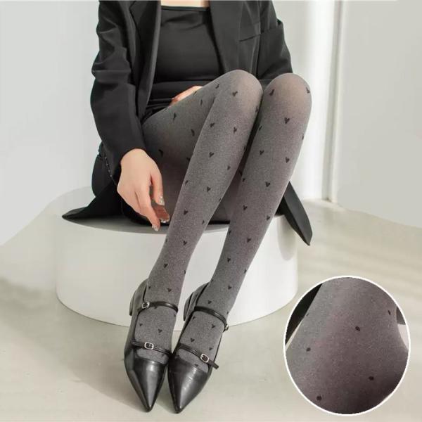 【2足セット】タイツ レディース ハート柄 かわいい ストッキング 履き心地抜群 レイヤード 伸縮性...