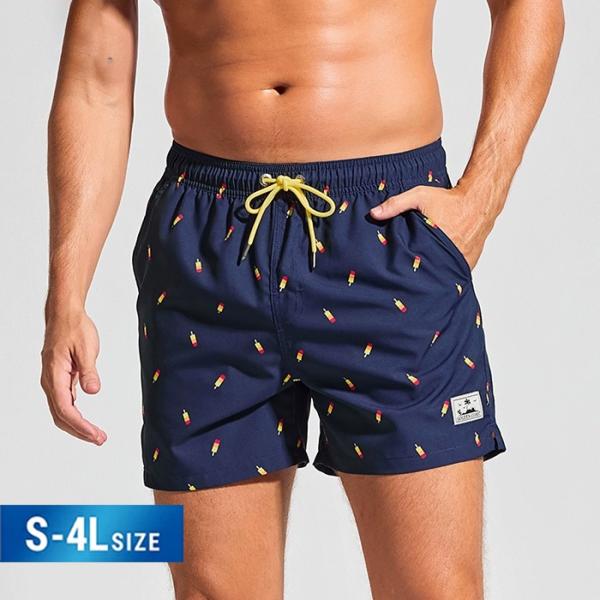 水着 メンズ サーフパンツ ネイビー 海パン ビーチパンツ サーフショーツ ボードショーツ 大きいサ...