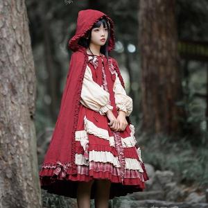 ロリータ 赤ずきん ワンピース マント Lolita OP 長袖 通販 童話 文化祭 学園祭 コスプレ衣装 ゴスロリ ゴシック メイド コスチューム｜every-store365