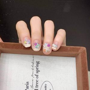 ネイルチップ ショート 春 花 フラワー 立体...の詳細画像3