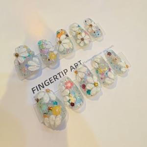 ネイルチップ ショート 春 花 フラワー 立体...の詳細画像5