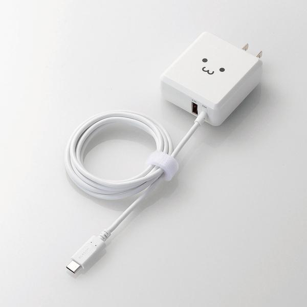エレコム MPA-ACCFW154WF AC充電器(Type-Cケーブル一体型+USB 3A) ホワ...
