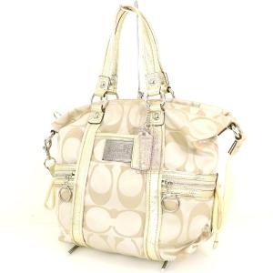 コーチ Coach ポピー ゴールド サテンスポットライト キャンバス レザー 2way レディース 商い シグネチャー ハンドバッグ Kk 人気 ショルダーバッグ 中古