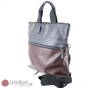 コーチ COACH レザー トートバッグ F57569 2way ショルダーバッグ ネイビー×ブラウン 【sa】【中古】｜everydaygoldrush