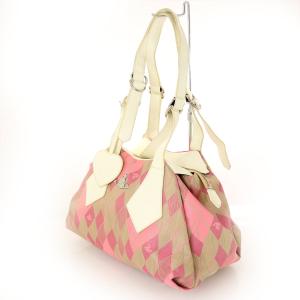 ヴィヴィアンウエストウッド Vivienne Westwood ピンクベージュ キャンバスレザー 中古 Sa オープニング 大放出セール レディース ハンドバッグ