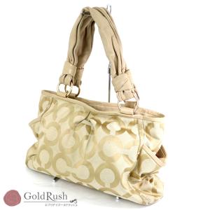 COACH コーチ 13432 シグネチャー ライリー ベージュ ブラウン キャンバスショルダートート【ku】【TA】【中古】｜everydaygoldrush