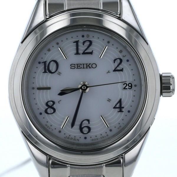 セイコー SEIKO ルキア デイト 1B22-0CD0 ソーラー ホワイト 文字盤 3針式 レディ...