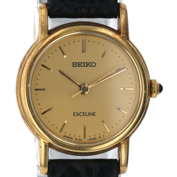 セイコー SEIKO エクセリーヌ 18KT 2J41-0020 クオーツ ゴールド 文字盤 3針式...