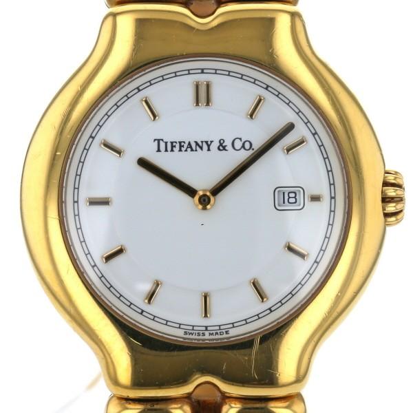 ティファニー TIFFANY＆CO. ティソロ 金無垢 デイト M0133 クオーツ ホワイト 文字...