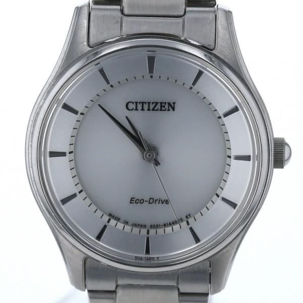 シチズン CITIZEN ラウンドフェイス エコドライブ E031-S103746 ソーラー シルバ...