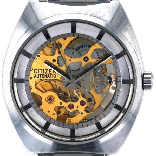 CITIZEN シチズン スケルトン GN-1-S 4-760077 自動巻式 ゴールド 文字盤 3...