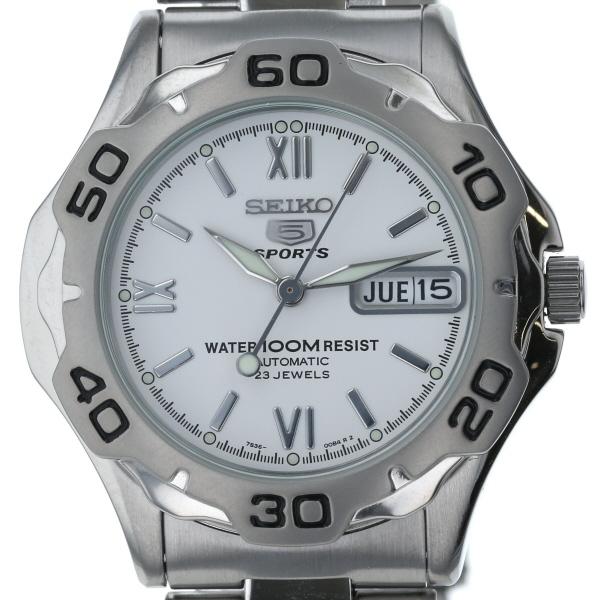 セイコー SEIKO 5 スポーツ 23石 7S36-00A0 自動巻式 ホワイト 文字盤 3針式 ...