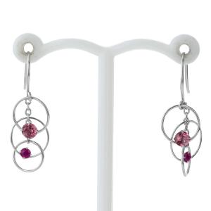 K14WG ホワイトゴールド ピアス ダイヤモンド 0.03ct/0.03ct ルビー  