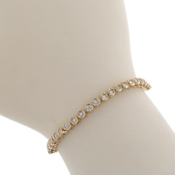 K18YG イエローゴールド テニスブレスレット ダイヤモンド 1.19ct 一連 ストレート 17...