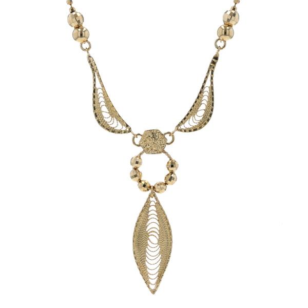 K18YG イエローゴールド ネックレス レース フィリグリー ボール チェーン 金線細工 44cm...