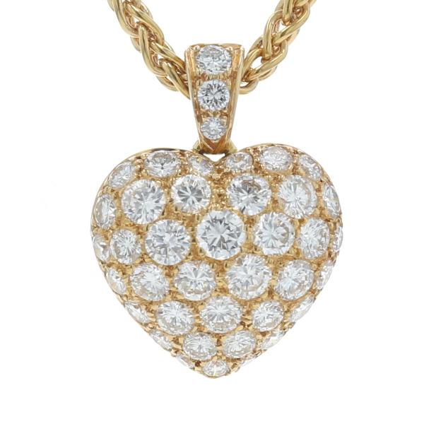 Cartier カルティエ K18YG イエローゴールド ハートパヴェダイヤモンドネックレス 大ぶり...