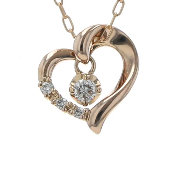 4℃ ヨンドシー K18PG ピンクゴールド ネックレス ダイヤモンド オープンハート スイング 4...