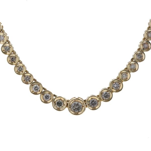 K18YG イエローゴールド テニスネックレス ダイヤモンド 3.00ct グラデーション 一連 3...