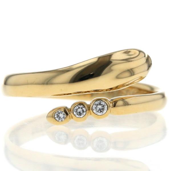 TIFFANY&amp;Co. ティファニー K18YG スネークリング ダイヤモンド 3粒 蛇 アニマル ...