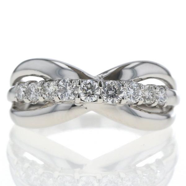 Pt900 プラチナ リング ダイヤモンド 0.50ct インフィニティ ライン クロス 指輪 14...