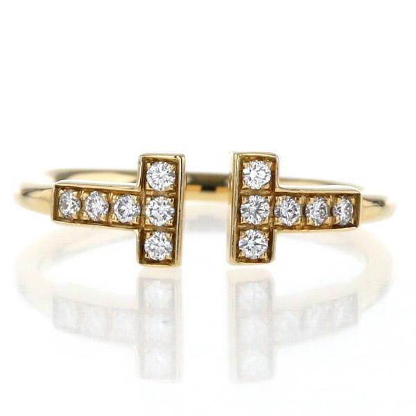 値下げ TIFFANY&amp;Co. ティファニー K18YG イエローゴールド Tワイヤーダイヤモンドリ...