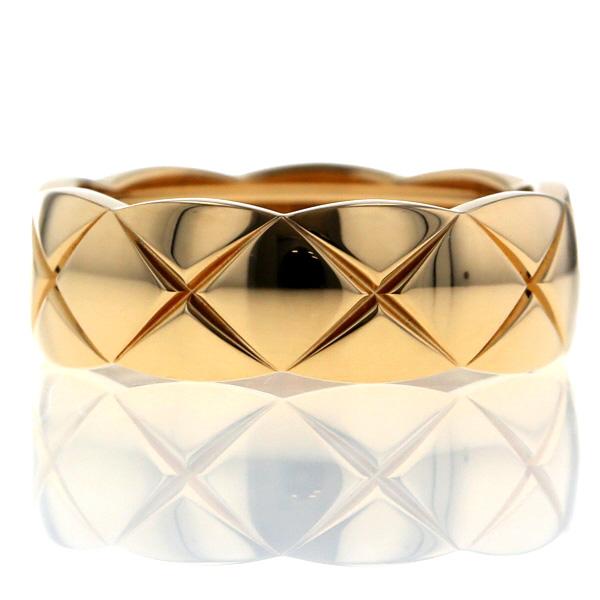 CHANEL シャネル K18YG イエローゴールド ココクラッシュ ミディアム リング マトラッセ...