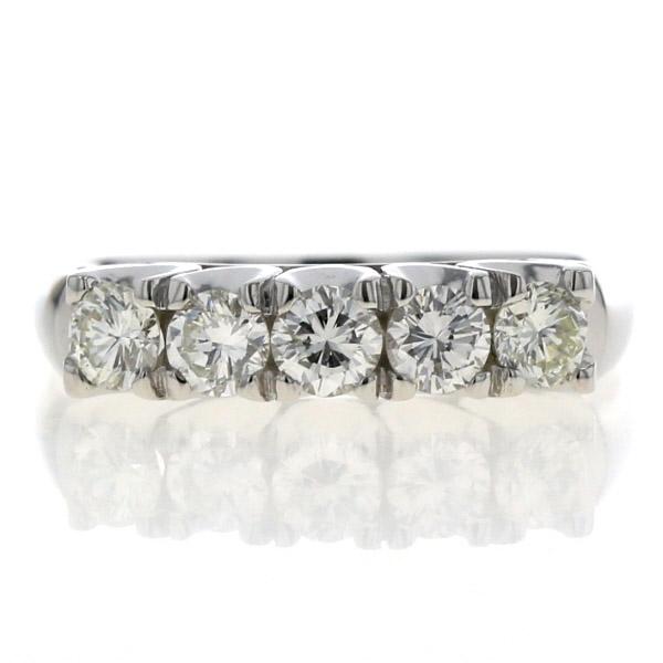 Pt900 プラチナ リング ダイヤモンド 0.65ct 5粒 一文字 ストレート シンプル 指輪 ...
