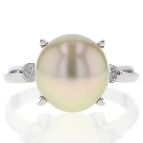 Pt850 プラチナ リング 南洋真珠 10.7mm ダイヤモンド 0.13ct ゴールデンパール ...