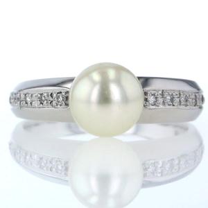 リング PT900 プラチナ 指輪 11.5号 パール(真珠) 約9mm ダイヤ 0.34  