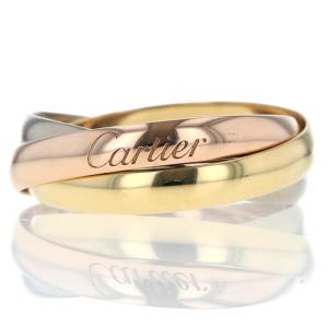 Cartier カルティエ K18YG PG WG スリーカラーゴールド トリニティリング 3連 ロゴ 指輪 9号【新品仕上済】【zz】【中古】