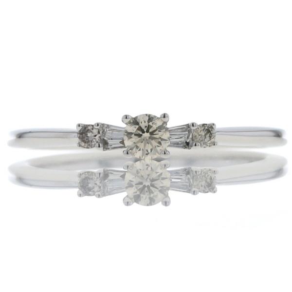 GSTV K18WG ホワイトゴールド リング ブラウンダイヤモンド 0.22ct ストレート 指輪...