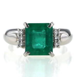 Pt900 3.478ct エメラルド ダイヤモンド リング】12号 指輪