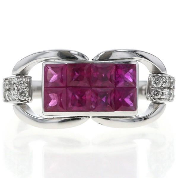 GSTV K18WG ホワイトゴールド リング ルビー 0.92ct ダイヤモンド ミステリーセッテ...